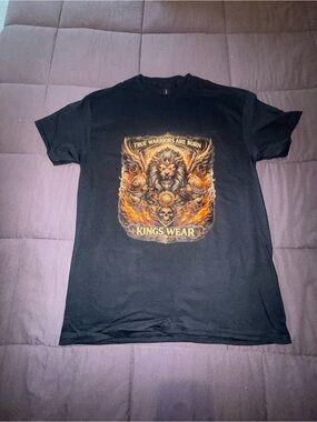 Gildan Black Short Sleeve Tee with Orange and Gold Lion Crest
